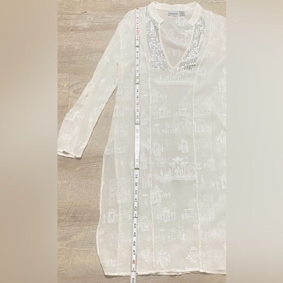 Chico’s Embroidered Silk Tunic Sz 1 (M) - Picture 5 of 11